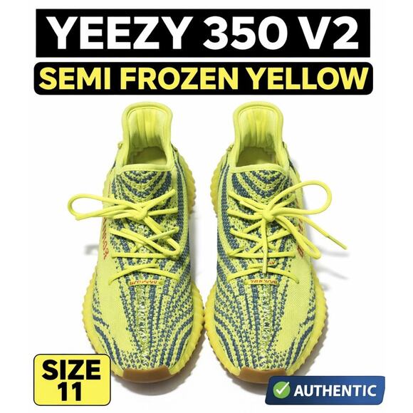 Adidas Yeezy Boost 350 V2 Low Semi Frozen Yellow Knit Men’s 11 Sneakers Shoes main image 7